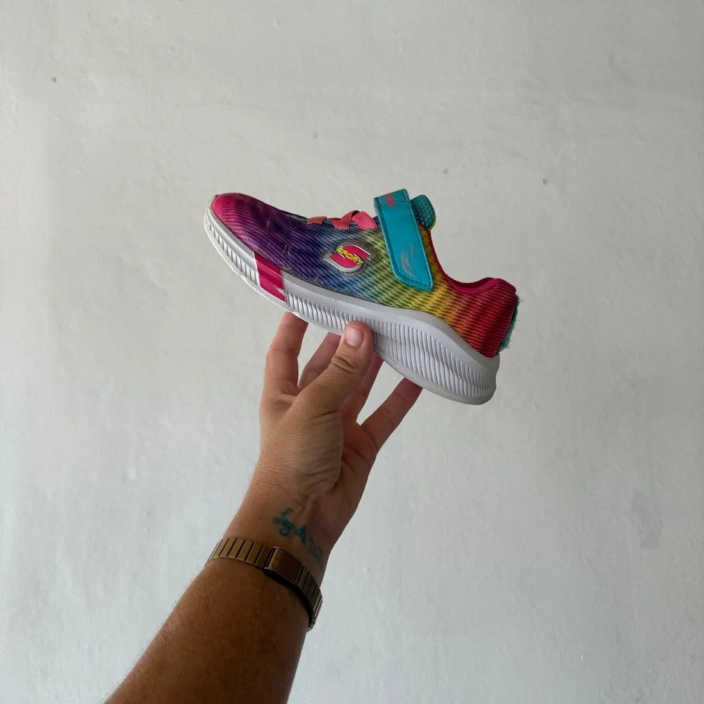 Lot of 2 Kids Sneakers Size 11 New Balance 530 & Skechers Sport Rainbow Shoes
